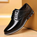 Men's Lace-Up Oxford Shoes with Perforated Panel and Contrast Sole
