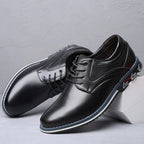 Men's Lace-Up Oxford Shoes with Perforated Panel and Contrast Sole