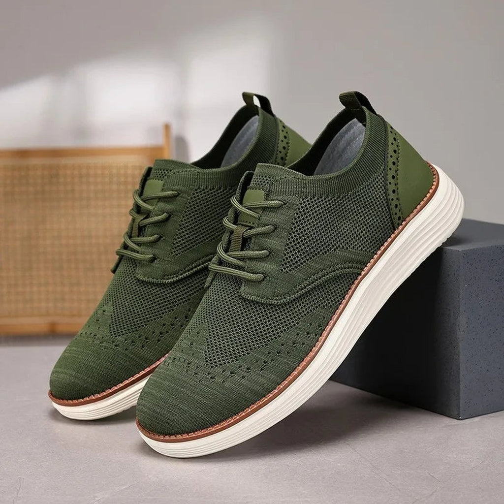 Men's Lace-Up Sneaker with Brogue Detailing and Layered Platform Sole