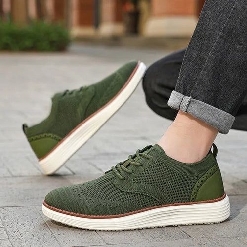 Men's Lace-Up Sneaker with Brogue Detailing and Layered Platform Sole