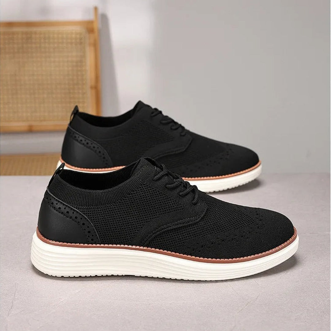 Men's Lace-Up Sneaker with Brogue Detailing and Layered Platform Sole