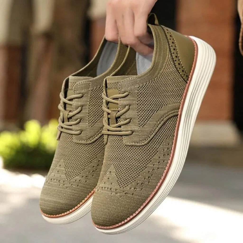 Men's Lace-Up Sneaker with Brogue Detailing and Layered Platform Sole