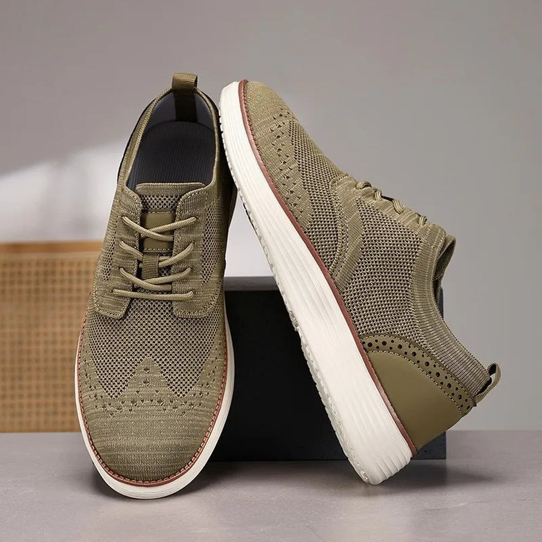 Men's Lace-Up Sneaker with Brogue Detailing and Layered Platform Sole