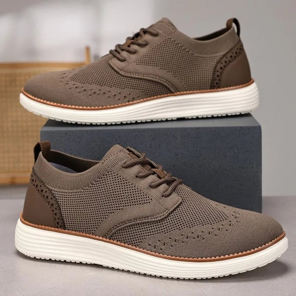 Men's Lace-Up Sneaker with Brogue Detailing and Layered Platform Sole