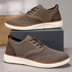 Men's Lace-Up Sneaker with Brogue Detailing and Layered Platform Sole