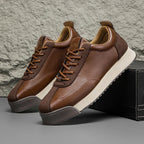 Men's Lace-Up Sneakers with Textured Panel Upper and Thick Platform Sole