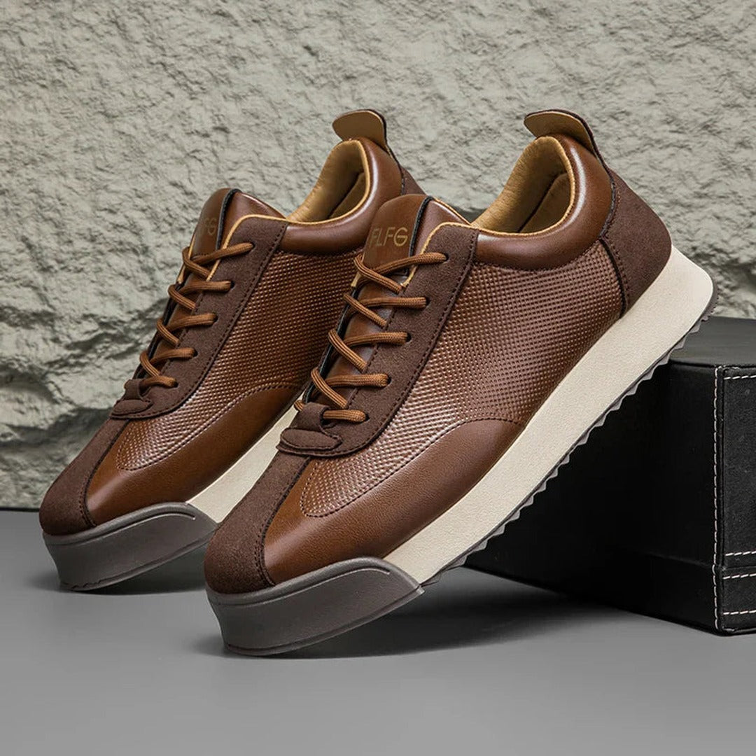Men's Lace-Up Sneakers with Textured Panel Upper and Thick Platform Sole