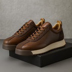 Men's Lace-Up Sneakers with Textured Panel Upper and Thick Platform Sole