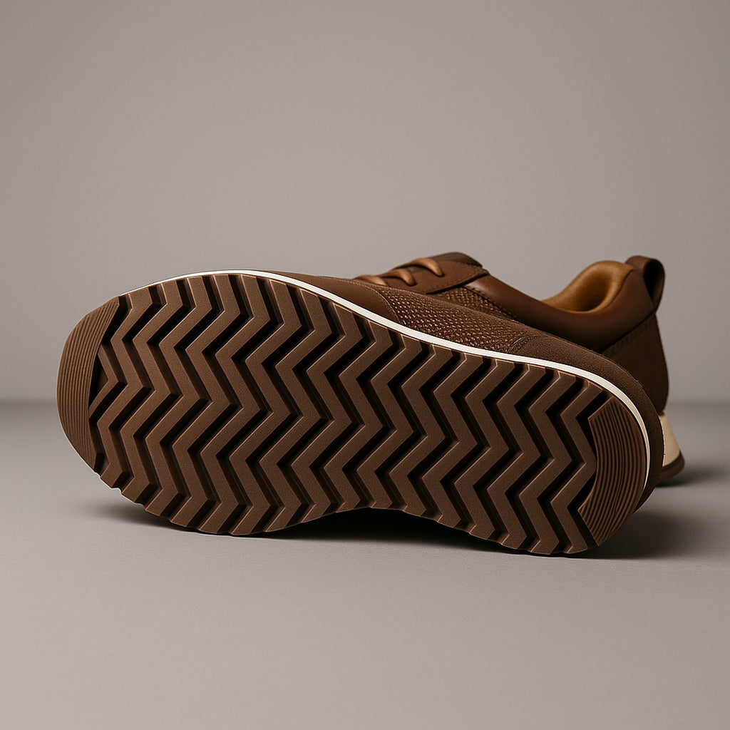 Men's Lace-Up Sneakers with Textured Panel Upper and Thick Platform Sole