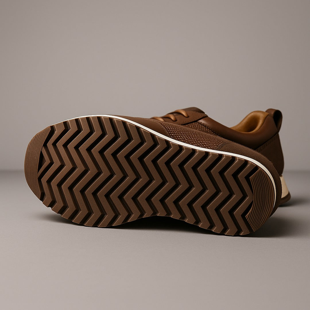 Men's Lace-Up Sneakers with Textured Panel Upper and Thick Platform Sole