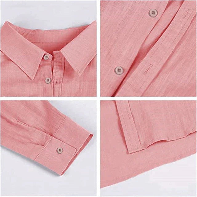 Men's Linen Long-Sleeve Shirt with Point Collar