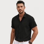 Men's Linen Short Sleeve Shirt with Button Front