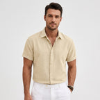 Men's Linen Short Sleeve Shirt with Button Front