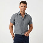 Men's Linen Short Sleeve Shirt with Button Front
