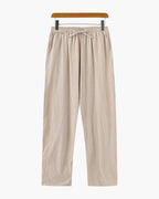 Men's Linen Wide Leg Trousers with Elasticated Drawstring Waist