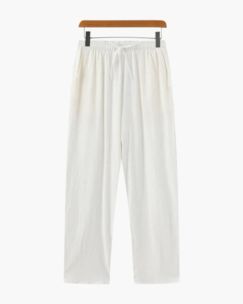 Men's Linen Wide Leg Trousers with Elasticated Drawstring Waist