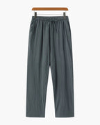 Men's Linen Wide Leg Trousers with Elasticated Drawstring Waist
