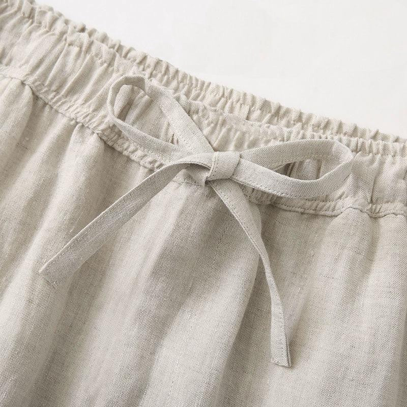 Men's Linen Wide Leg Trousers with Elasticated Drawstring Waist