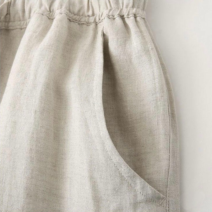 Men's Linen Wide Leg Trousers with Elasticated Drawstring Waist