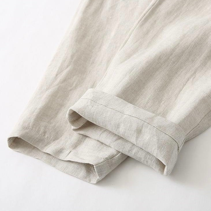Men's Linen Wide Leg Trousers with Elasticated Drawstring Waist