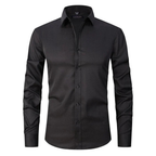 Men's Long Sleeve Button Down Shirt with Spread Collar and Contrast Buttons