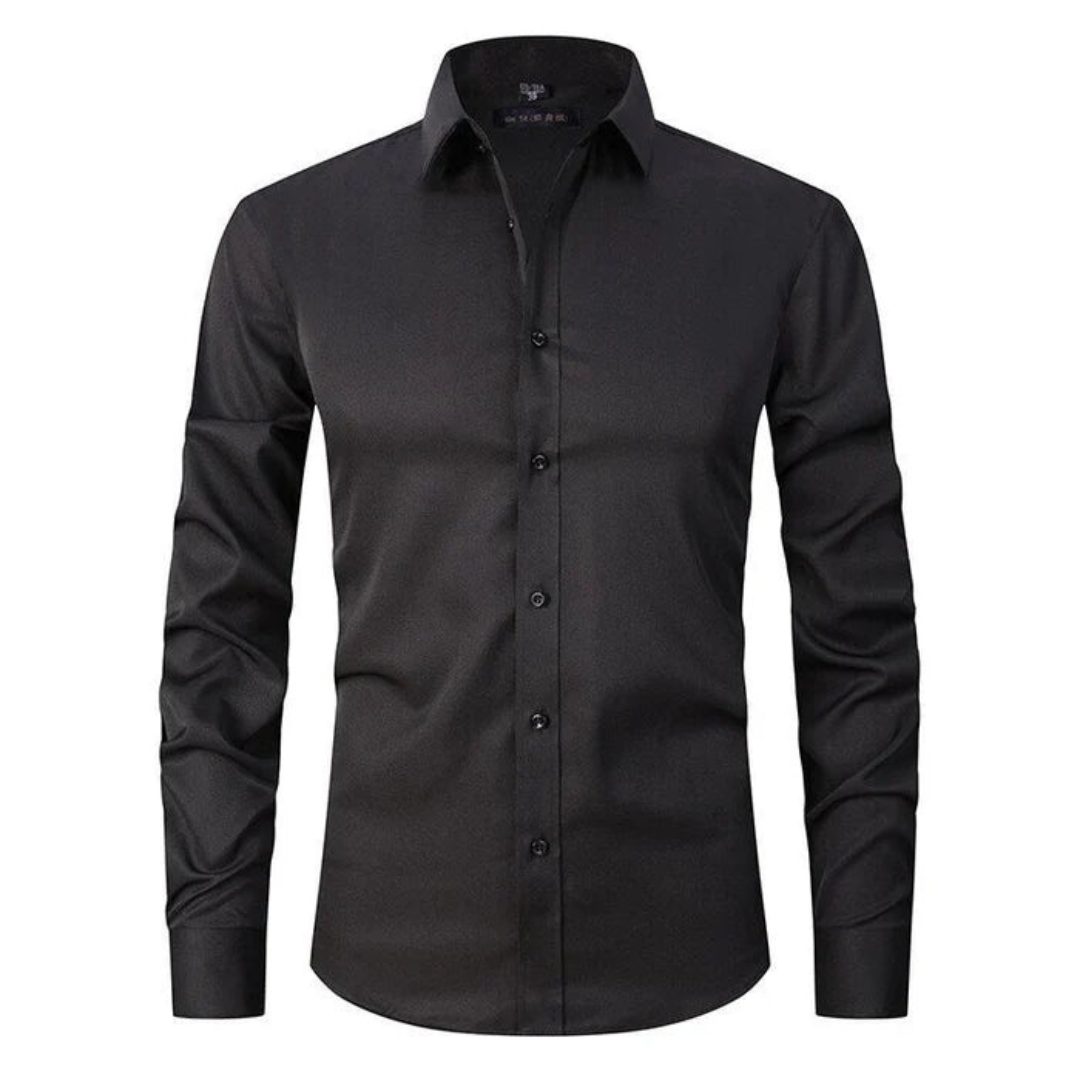 Men's Long Sleeve Button Down Shirt with Spread Collar and Contrast Buttons