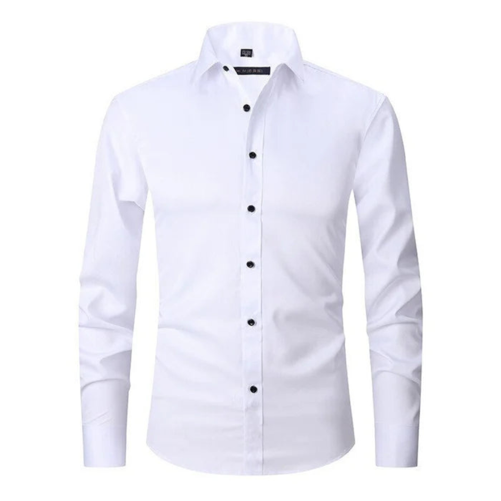 Men's Long Sleeve Button Down Shirt with Spread Collar and Contrast Buttons