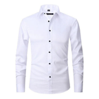 Men's Long Sleeve Button Down Shirt with Spread Collar and Contrast Buttons