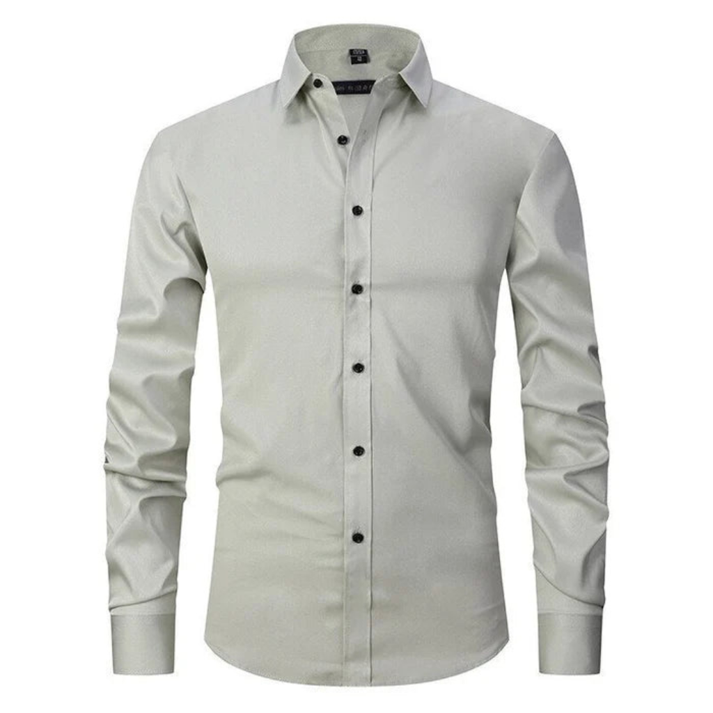 Men's Long Sleeve Button Down Shirt with Spread Collar and Contrast Buttons