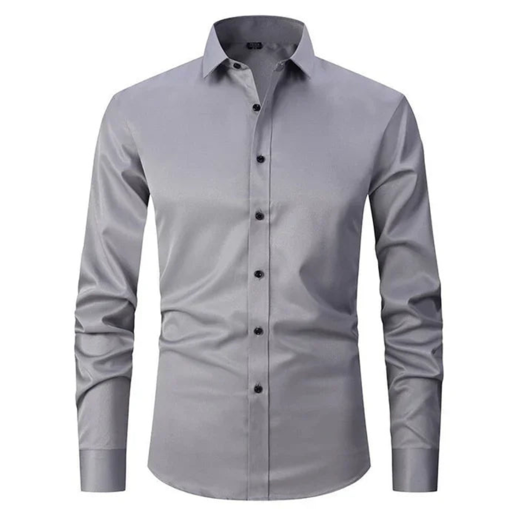 Men's Long Sleeve Button Down Shirt with Spread Collar and Contrast Buttons