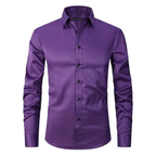 Men's Long Sleeve Button Down Shirt with Spread Collar and Contrast Buttons