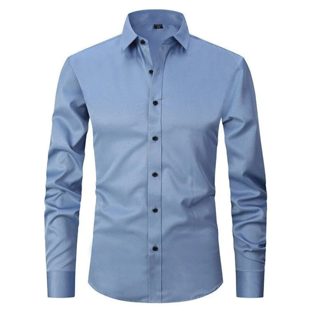 Men's Long Sleeve Button Down Shirt with Spread Collar and Contrast Buttons
