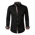Men's Long Sleeve Button Front Shirt with Paisley Contrast Trim
