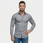 Men's Long Sleeve Dress Shirt with Button Front