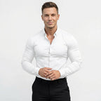 Men's Long Sleeve Dress Shirt with Button Front