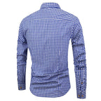 Men's Long Sleeve Gingham Check Shirt with Button-Down Collar and Chest Pocket