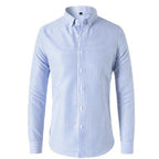 Men's Long Sleeve Striped Shirt with Button-Down Collar and Button Front Placket