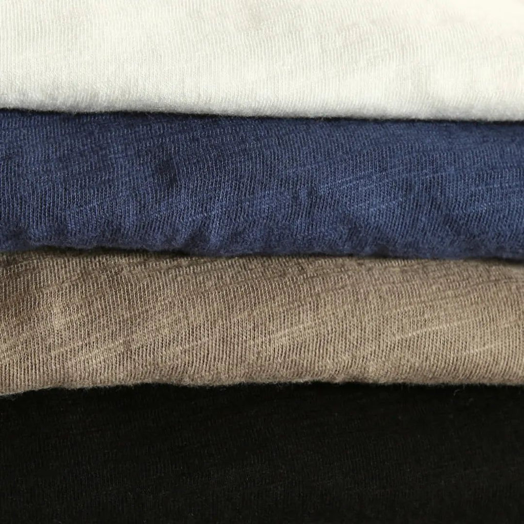 Men's Long Sleeve V-Neck Top with Contrast Layered Trim at Neckline and Cuffs