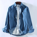 Men's Oversized Long Sleeve Shirt with Point Collar