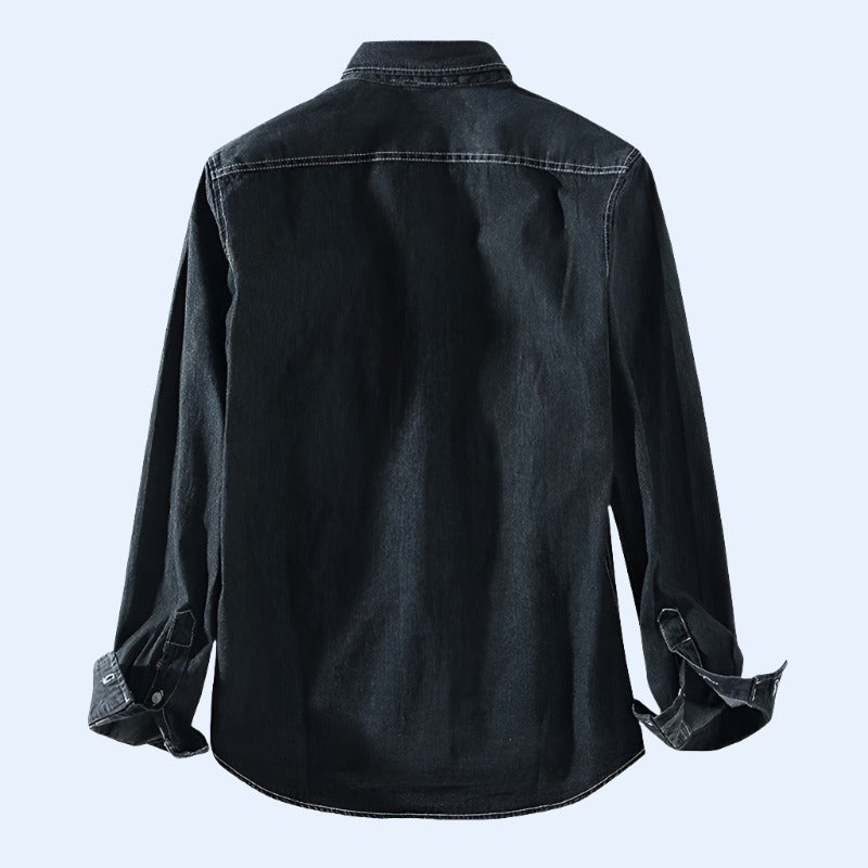 Men's Oversized Long Sleeve Shirt with Point Collar