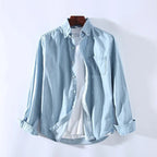 Men's Oversized Long Sleeve Shirt with Point Collar