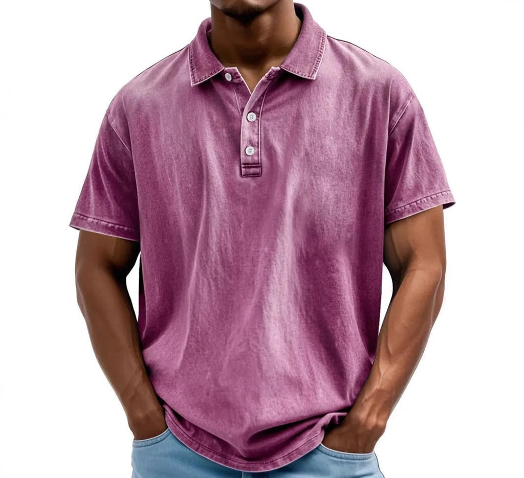 Men's Oversized Polo Shirt with Short Sleeve