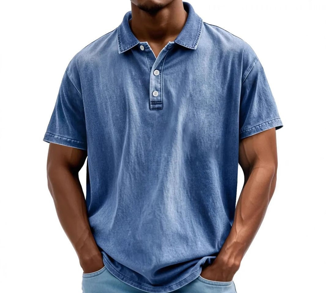 Men's Oversized Polo Shirt with Short Sleeve