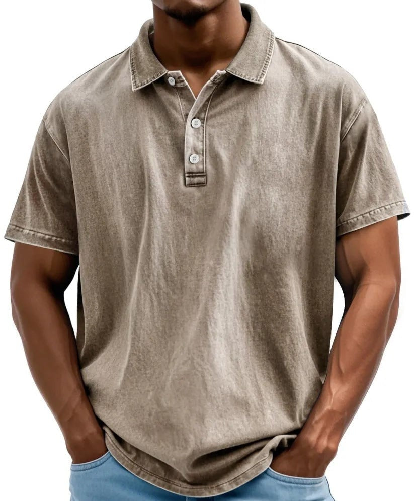 Men's Oversized Polo Shirt with Short Sleeve