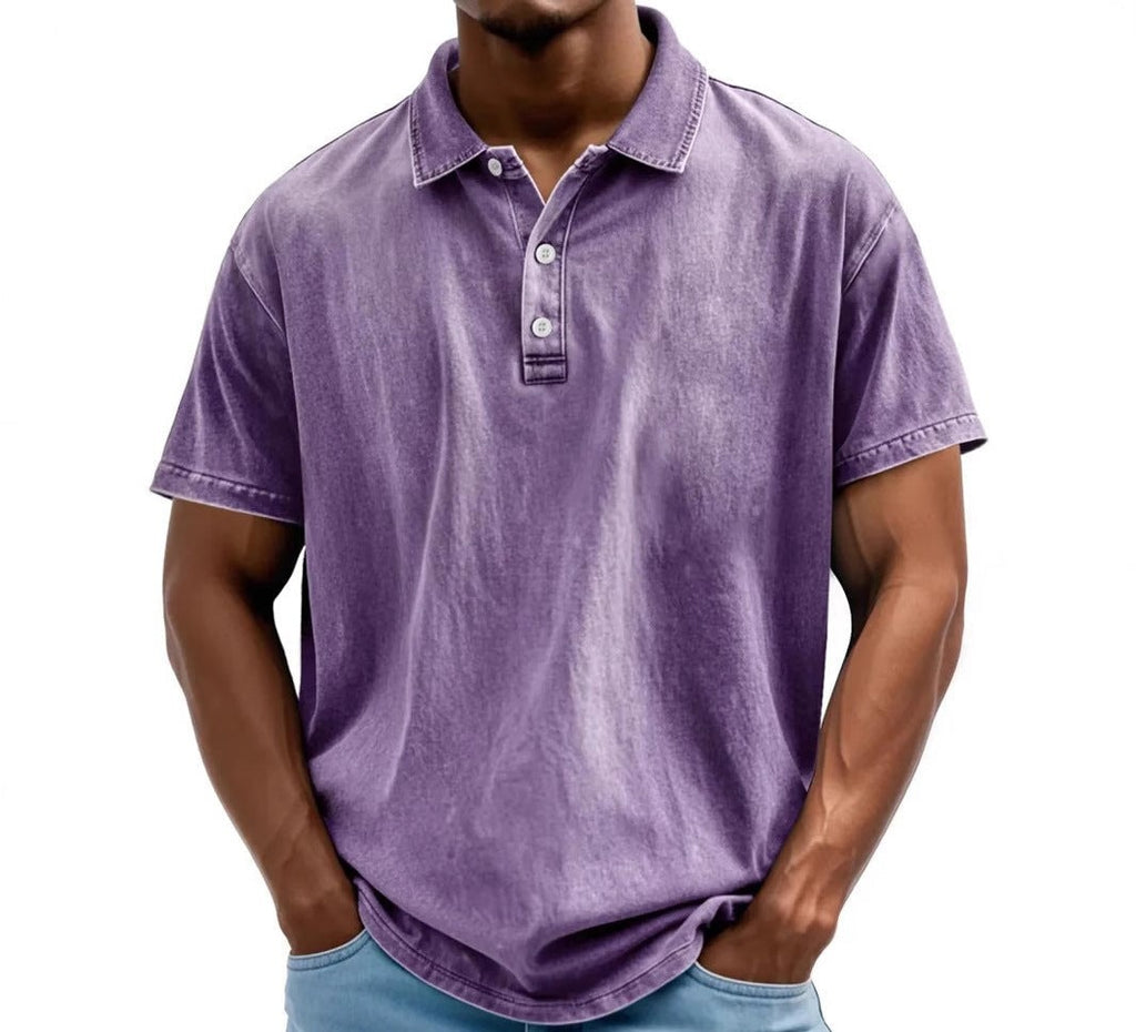 Men's Oversized Polo Shirt with Short Sleeve