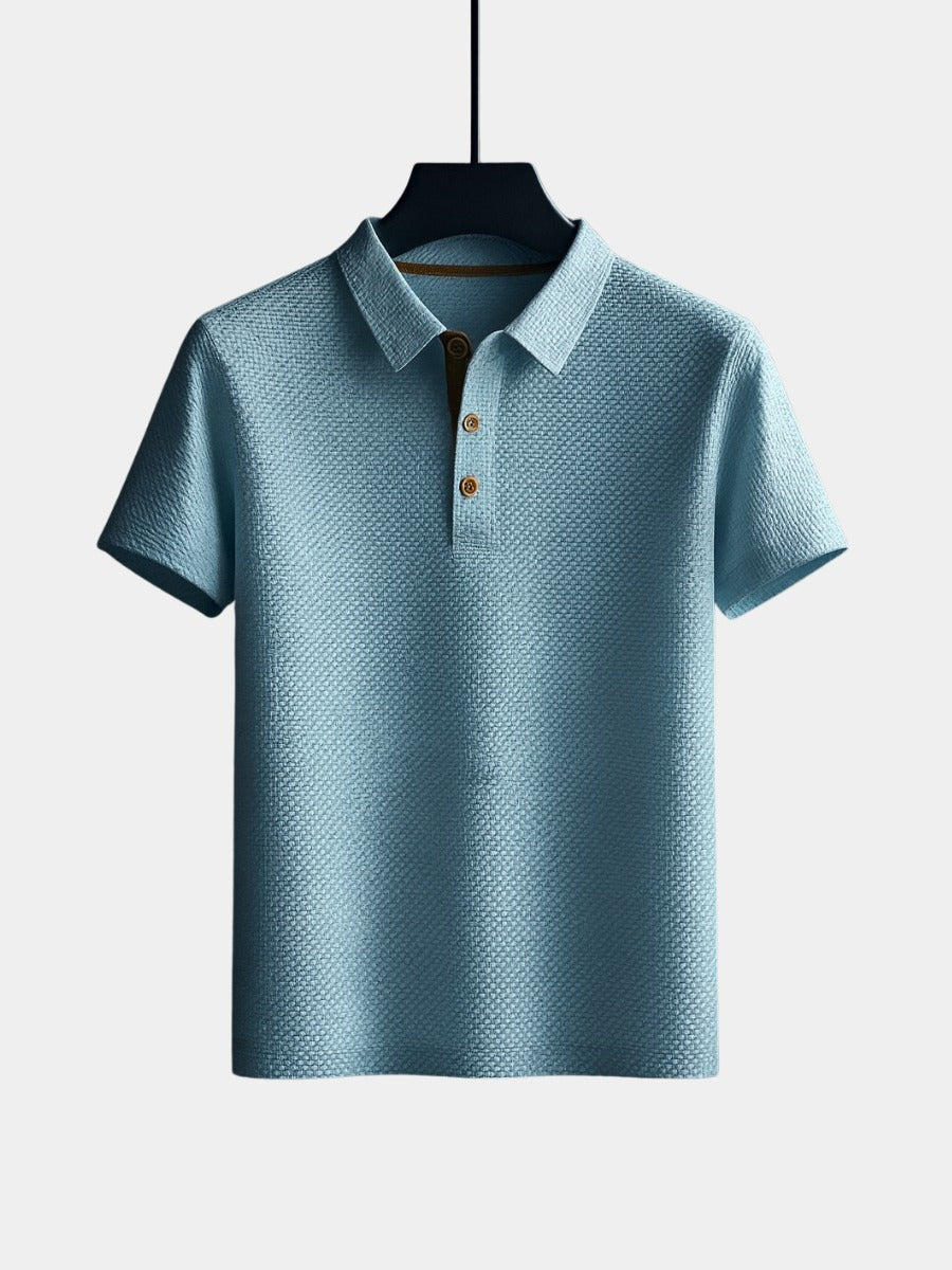Men's Oversized Short Sleeve Polo Shirt with Button Front