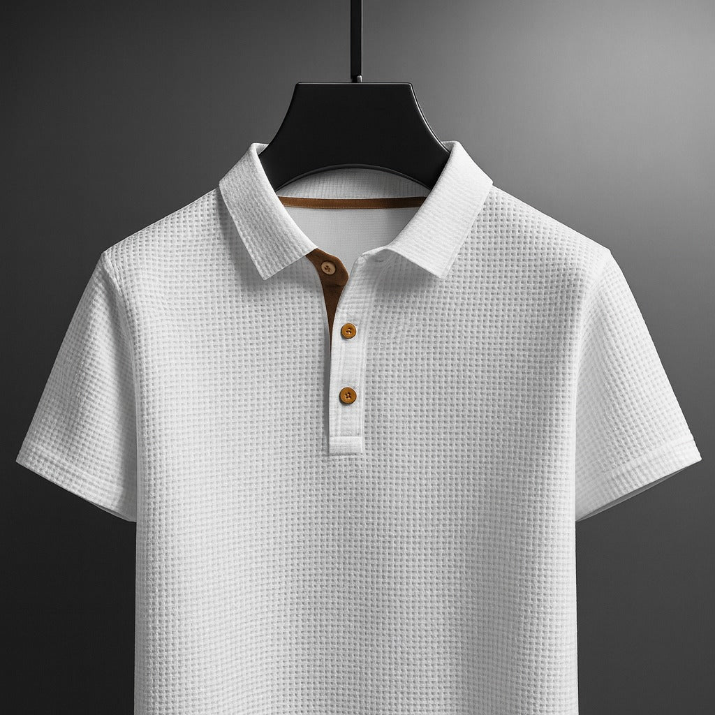 Men's Oversized Short Sleeve Polo Shirt with Button Front