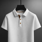 Men's Oversized Short Sleeve Polo Shirt with Button Front