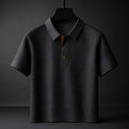 Men's Oversized Short Sleeve Polo Shirt with Button Front