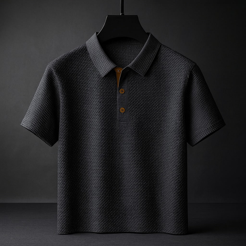 Men's Oversized Short Sleeve Polo Shirt with Button Front